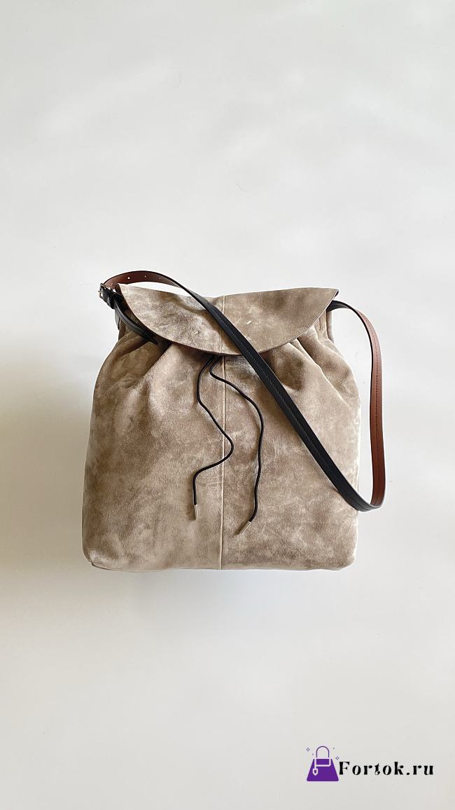 Fortok Maison Margiela Drawstring Bucket Bag Suede Green 38*32*6cm  - 1