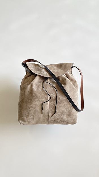 Fortok Maison Margiela Drawstring Bucket Bag Suede Green 38*32*6cm 