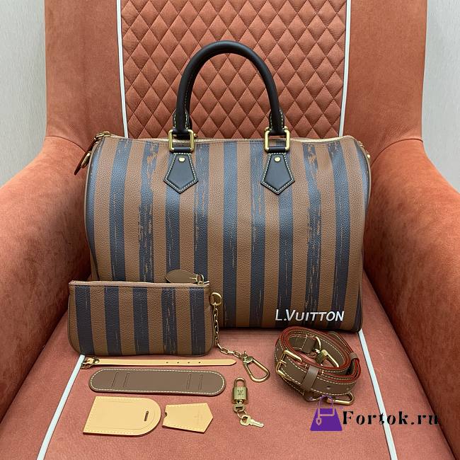 Fortok Louis Vuitton Speedy P9 Bandoulière 40 bag Stripe Brown 40 x 26 x 23CM - 1