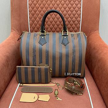 Fortok Louis Vuitton Speedy P9 Bandoulière 40 bag Stripe Brown 40 x 26 x 23CM