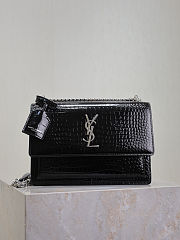 Fortok Saint Laurent Sunset Medium Crocodile Black 22x8x16cm - 1