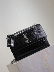 Fortok Saint Laurent Sunset Medium Crocodile Black 22x8x16cm - 5