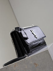 Fortok Saint Laurent Sunset Medium Crocodile Black 22x8x16cm - 4
