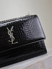 Fortok Saint Laurent Sunset Medium Crocodile Black 22x8x16cm - 2