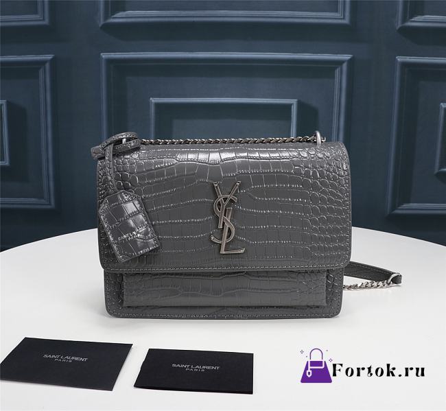 Fortok Saint Laurent Sunset Medium Crocodile Grey 22x8x16cm - 1