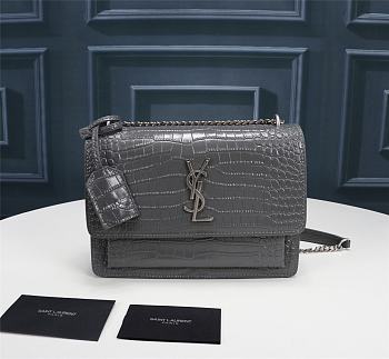 Fortok Saint Laurent Sunset Medium Crocodile Grey 22x8x16cm