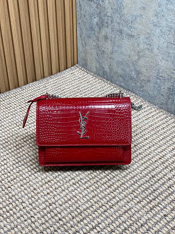Fortok Saint Laurent Sunset Medium Crocodile Red 22x8x16cm