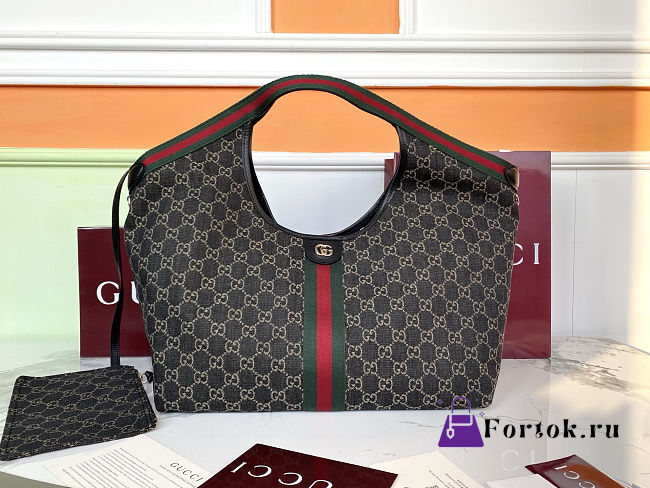 Fortok Gucci Giglio large tote bag Black GG 60×47×16cm - 1