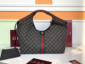 Fortok Gucci Giglio large tote bag Black GG 60×47×16cm