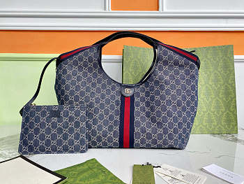 Fortok Gucci Giglio large tote bag Blue GG 60×47×16cm