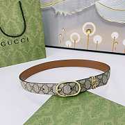 Fortok Gucci GG belt with an oval buckle in beige and dark brown Gold Hardware 3cm - 1