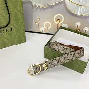 Fortok Gucci GG belt with an oval buckle in beige and dark brown Gold Hardware 3cm - 5