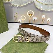 Fortok Gucci GG belt with an oval buckle in beige and dark brown Gold Hardware 3cm - 3