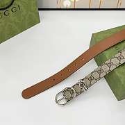 Fortok Gucci GG belt with an oval buckle in beige and dark brown Silver Hardware 3cm - 4