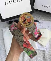Fortok Gucci GG Supreme Blooms Belt Gold/Silver Hardware 3cm - 1