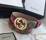 Fortok Gucci GG Supreme Blooms Belt Gold/Silver Hardware 3cm - 5