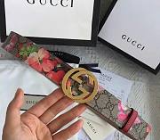 Fortok Gucci GG Supreme Blooms Belt Gold/Silver Hardware 3cm - 4