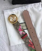 Fortok Gucci GG Supreme Blooms Belt Gold/Silver Hardware 3cm - 2