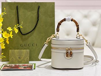 Fortok Gucci mini vanity bag bamboo handle White 13.5 × 15.5 × 4 cm