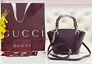 Fortok Gucci Mini Bamboo Top Handle Tote Bag Burgundy 27 × 14 × 11.5 cm - 1