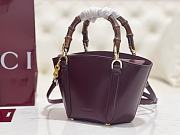 Fortok Gucci Mini Bamboo Top Handle Tote Bag Burgundy 27 × 14 × 11.5 cm - 3