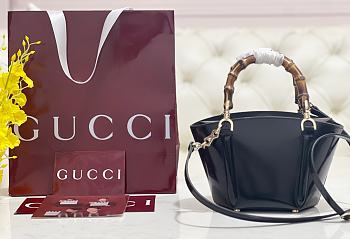 Fortok Gucci Mini Bamboo Top Handle Tote Bag Black 27 × 14 × 11.5 cm