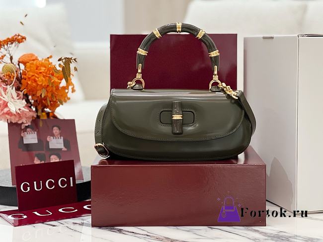 Fortok Gucci Bamboo Diva Olive Green 26.5 × 13 × 8 cm - 1