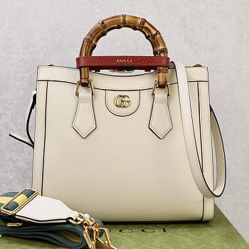 Fortok Gucci Diana Tote Bag Bamboo Handle White 27 × 24 × 11 cm