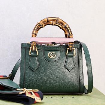 Fortok Gucci Diana Tote Bag Bamboo Handle Green 20 × 16 × 10 cm