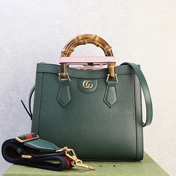 Fortok Gucci Diana Tote Bag Bamboo Handle Green 27 × 24 × 11 cm