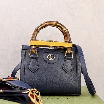 Fortok Gucci Diana Tote Bag Bamboo Handle Blue 20 × 16 × 10 cm