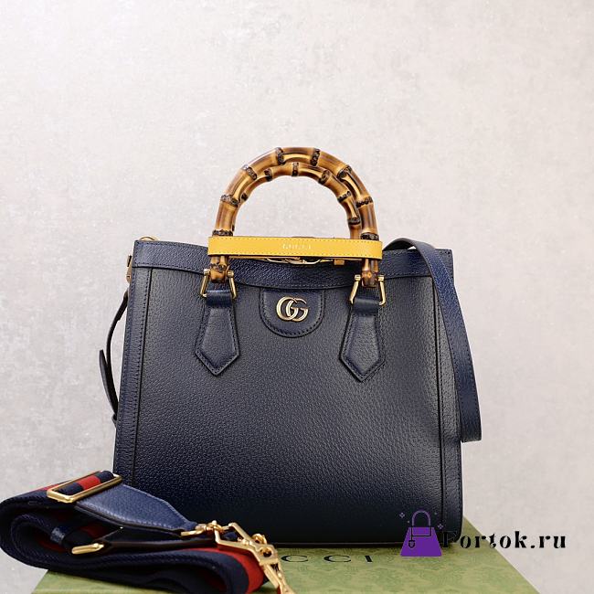 Fortok Gucci Diana Tote Bag Bamboo Handle Blue 27 × 24 × 11 cm - 1