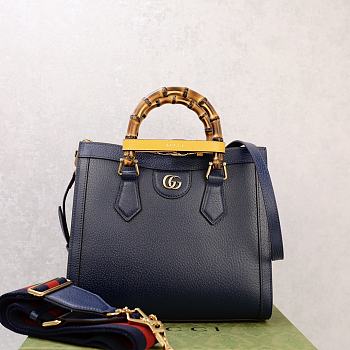 Fortok Gucci Diana Tote Bag Bamboo Handle Blue 27 × 24 × 11 cm