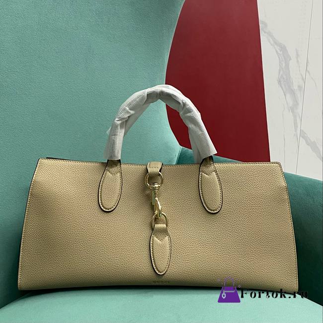 Fortok Gucci Medium Tote Bag with Hook Closure Taupe 40x 19.5x 12cm - 1