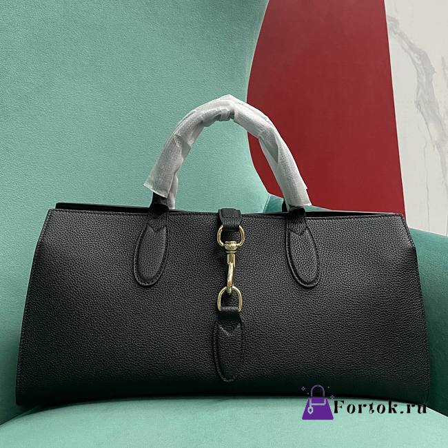 Fortok Gucci Medium Tote Bag with Hook Closure Black 40x 19.5x 12cm - 1