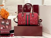 Fortok Gucci Ophidia crystals small boston bag Red Crystal GG 21*13*11cm - 1
