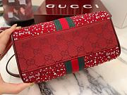Fortok Gucci Ophidia crystals small boston bag Red Crystal GG 21*13*11cm - 3