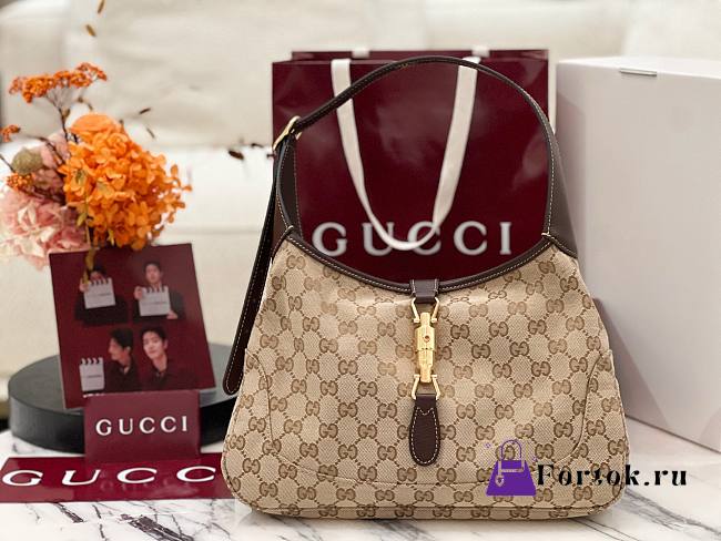Fortok Gucci Jackie 1961 Ophidia  Brown Soft Canvas 33*23*10cm - 1