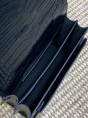 Fortok Saint Laurent Medium Sunset Crocodile Patent Leather Black 22x16x8cm - 6