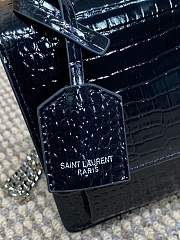 Fortok Saint Laurent Medium Sunset Crocodile Patent Leather Black 22x16x8cm - 5