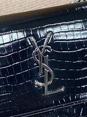 Fortok Saint Laurent Medium Sunset Crocodile Patent Leather Black 22x16x8cm - 4