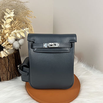 Fortok Hermès Kelly Jump backpack Dusty Blue Silver Hardware 15x6x17cm
