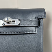 Fortok Hermès Kelly Jump backpack Dusty Blue Silver Hardware 15x6x17cm - 3