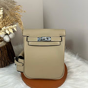 Fortok Hermès Kelly Jump backpack Trench coat Grey Silver Hardware 15x6x17cm - 1