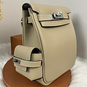 Fortok Hermès Kelly Jump backpack Trench coat Grey Silver Hardware 15x6x17cm - 3