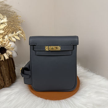 Fortok Hermès Kelly Jump backpack Dusty Blue Gold Hardware 15x6x17cm