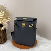 Fortok Hermès Kelly Jump backpack Dusty Blue Gold Hardware 15x6x17cm - 4