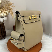 Fortok Hermès Kelly Jump backpack Trench coat Grey Gold Hardware 15x6x17cm - 2