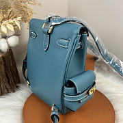 Fortok Hermès Kelly Jump backpack Denim Blue Gold Hardware 15x6x17cm - 2