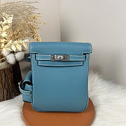 Fortok Hermès Kelly Jump backpack Denim Blue Silver Hardware 15x6x17cm - 1